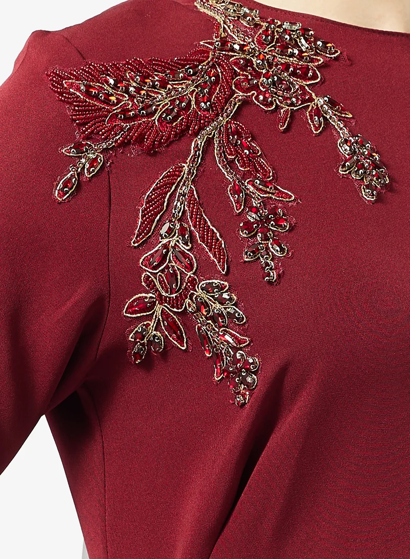 Namshi x  Gown With Floral Embellishment for Women | Best Price UAE